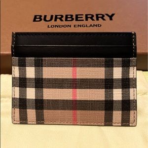 Burberry vintage check and leather card case